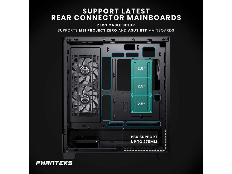 Phanteks XT View, Mid-Tower Gaming Chassis, Tempered Glass Front and Side Window - Image 4 of 4
