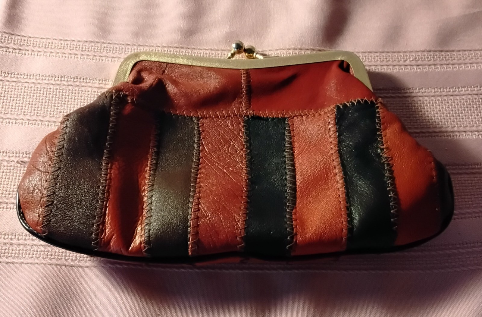 Brown Tan Faux Leather Zip Coin Pouch Wallet  