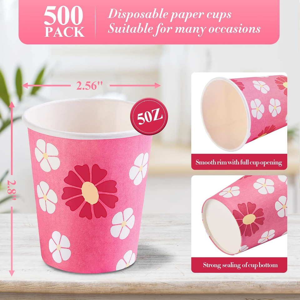 500 Pack 5Oz Disposable Paper Cups, Colorful Paper Cups, Small ...