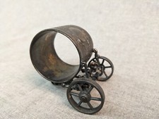 Antique Silver Plate Napkin Ring Holder Two-wheeled Carriage.