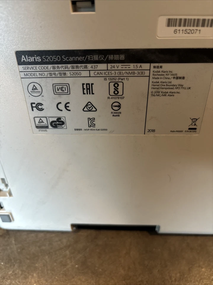 Kodak Alaris S2050 Sheetfed Scanner - 600 dpi Optical NO POWER SUPPLY - Image 4 of 4
