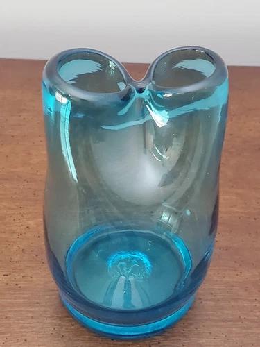 RARE SLIM PINCHED AZURE - BLENKO GLASS VASE - BLENKO ART GLASS