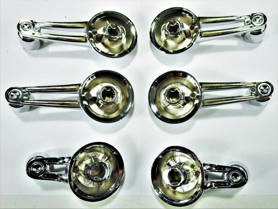 1961-1964 CHEVROLET IMPALA BEL AIR INTERIOR DOOR WINDOW AND VENT HANDLE 6PC SET - Image 3 of 4