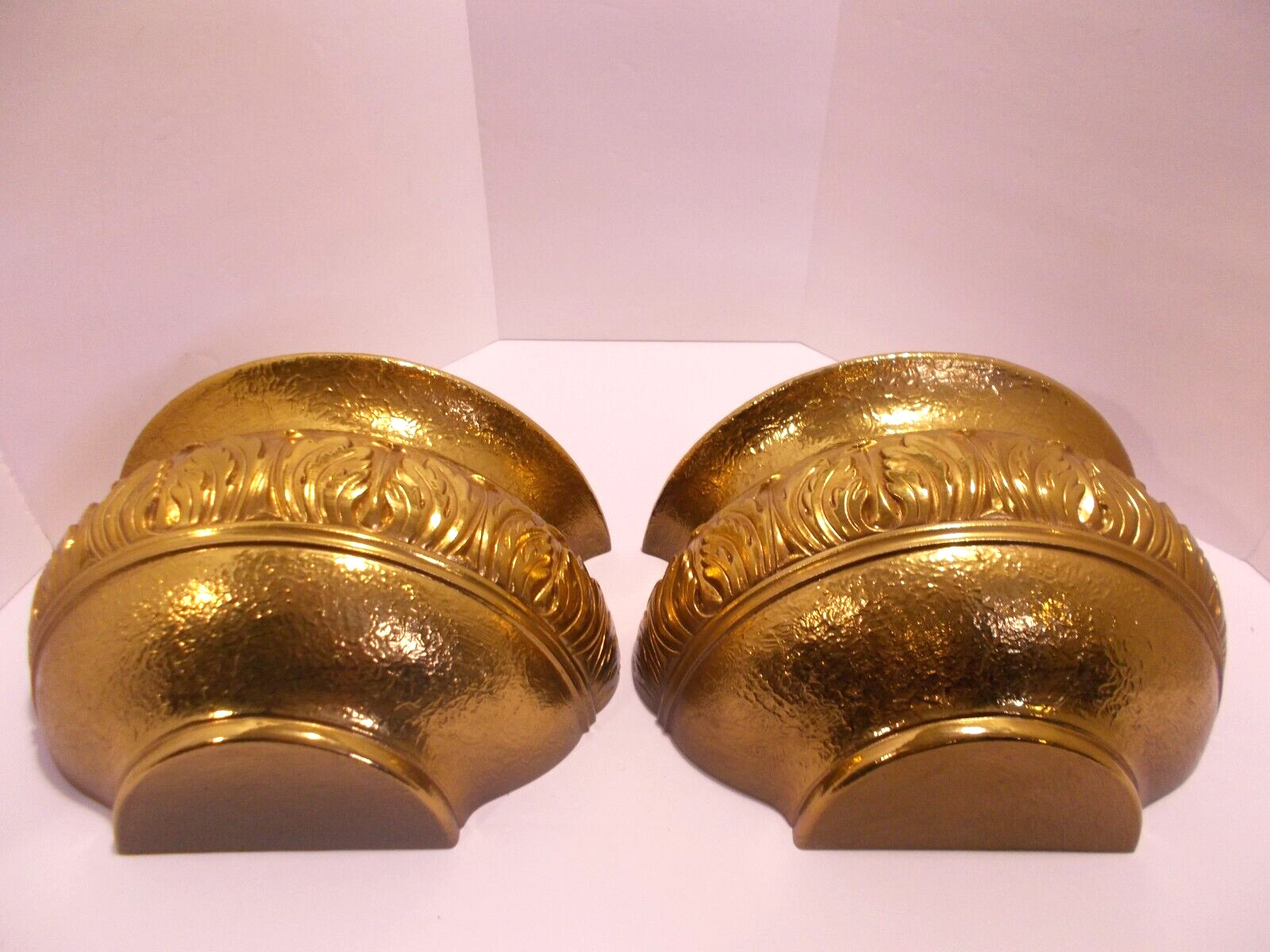 Hollywood Regency Wall Planters Wall Pockets Gold Ornate MCM Decor