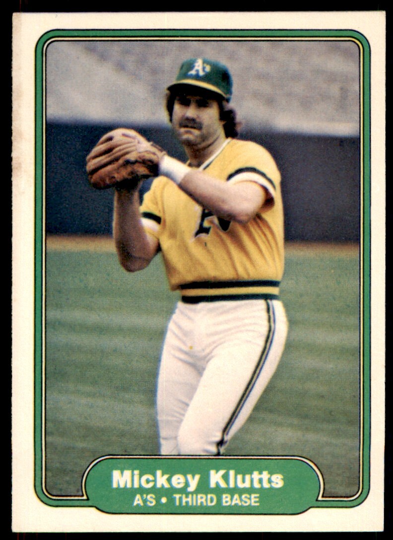 1982 Fleer Mickey Klutts .  Oakland Athletics #97