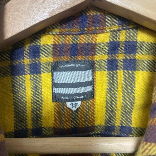 MOMOTARO JEANS Flanellhemd gelb braun kariert kariert Größe 38 Workwear - Bild 2 von 2