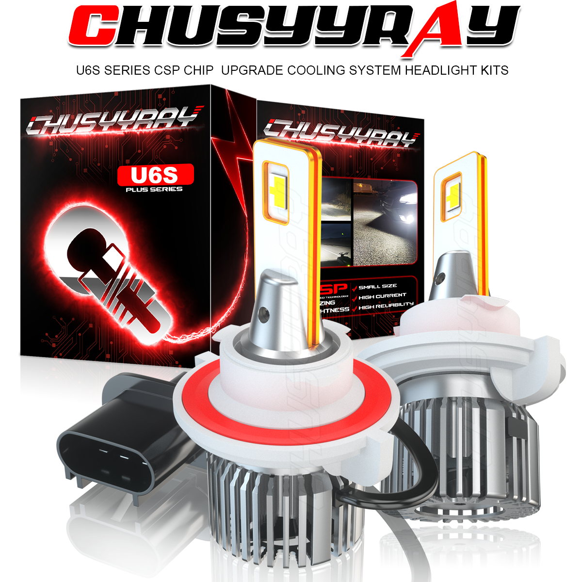 6000K  LED Headlight Kit H13 9008 Hi/Low Bulbs for Dodge Caliber 2007-2012