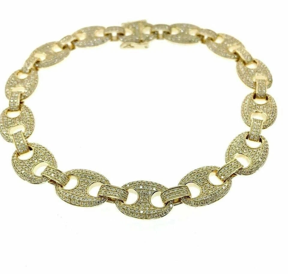 Brazalete para hombre 8 quilates corte redondo creado en laboratorio diamante acabado oro amarillo 14K Foto 3 de 4