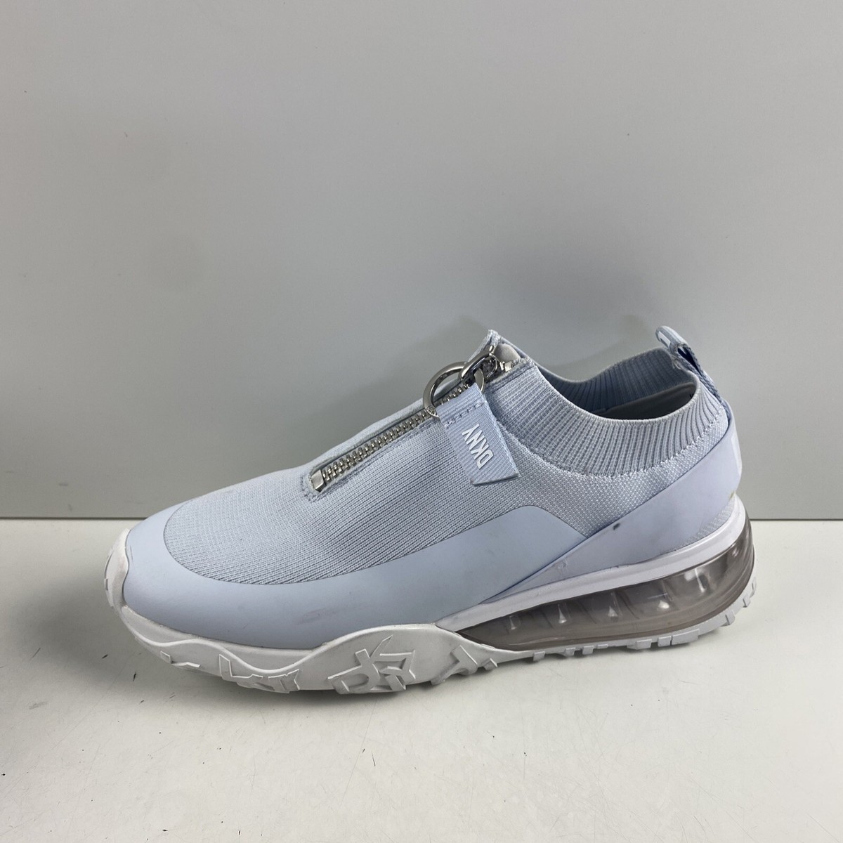 DKNY 'Kadia' Blue Knit Fabric Front Zip Low Top Wedge Sneakers