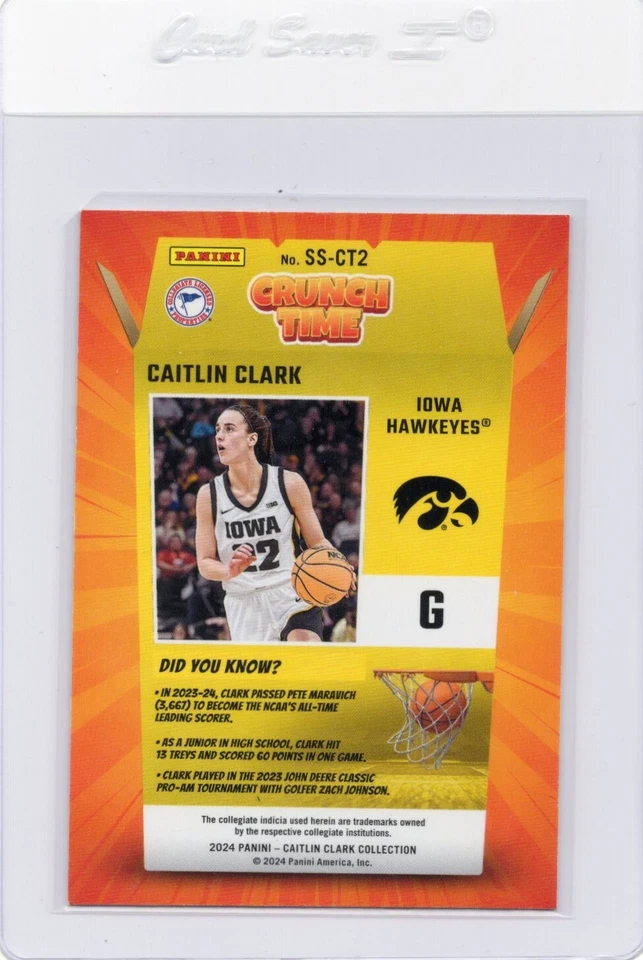 Caitlin Clark 2024 Panini Caitlin Clark Collection Crunch Time #SS CT-2 - Image 2 of 2