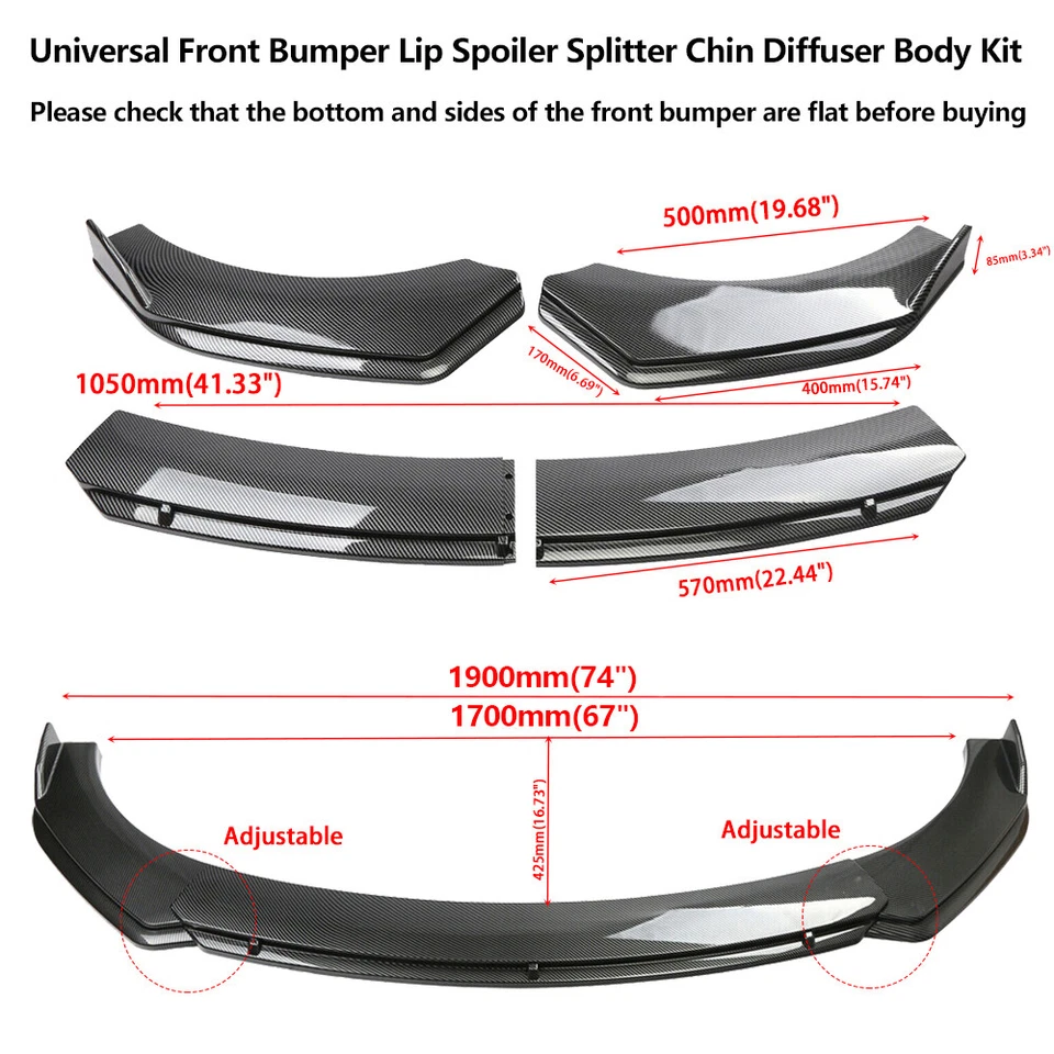 For Mercedes-Benz CLA200 CLA250 Front Bumper Lip 86" Side Skirt Carbon Fiber  - Image 2 of 4