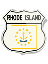 State Flag of Rhode Island - Shield Shape - Aluminum Sign - Made in the USA