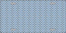 Light Blue White Chevron Metal Novelty License Plate Tag Lp2697