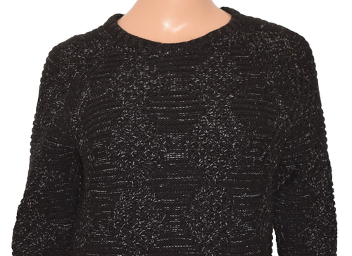 ROOTS Canada Black Gray Cotton Blend Side Slit Sweater Pullover Size XS - Picture 2 of 7