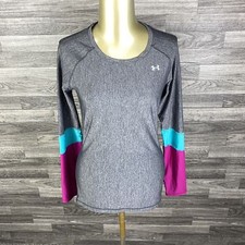 UNDER ARMOUR HEATGEAR Pullover Fitted Grey Athletic Running Shirt Womens Size XS