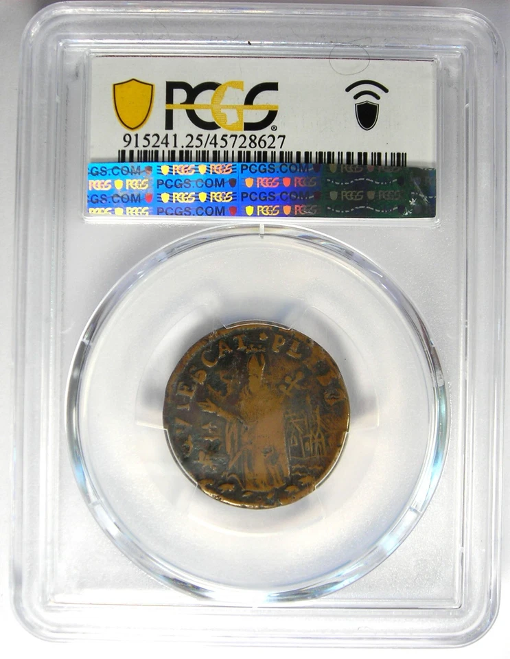 1670 New Jersey St Patrick Farthing Colonial Coin 1/4P - PCGS VF25 - $1650 Value - Image 3 of 4