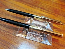 Vintage Paper Mate GOLD Double Heart Top Pen &Gold Pencil Set / Black USA