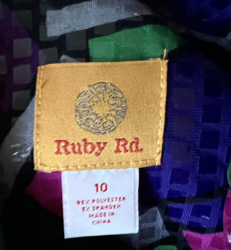 Ruby Rd. Multicolor Abstract Print Sequin Button … - image 6