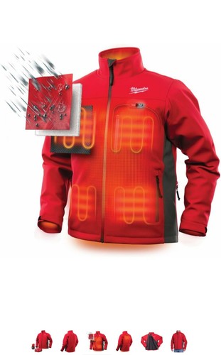 Milwaukee M12 US Size L-3XL Men's Heated TOUGHSHELL Jacket - Red or Black - Picture 5 of 6