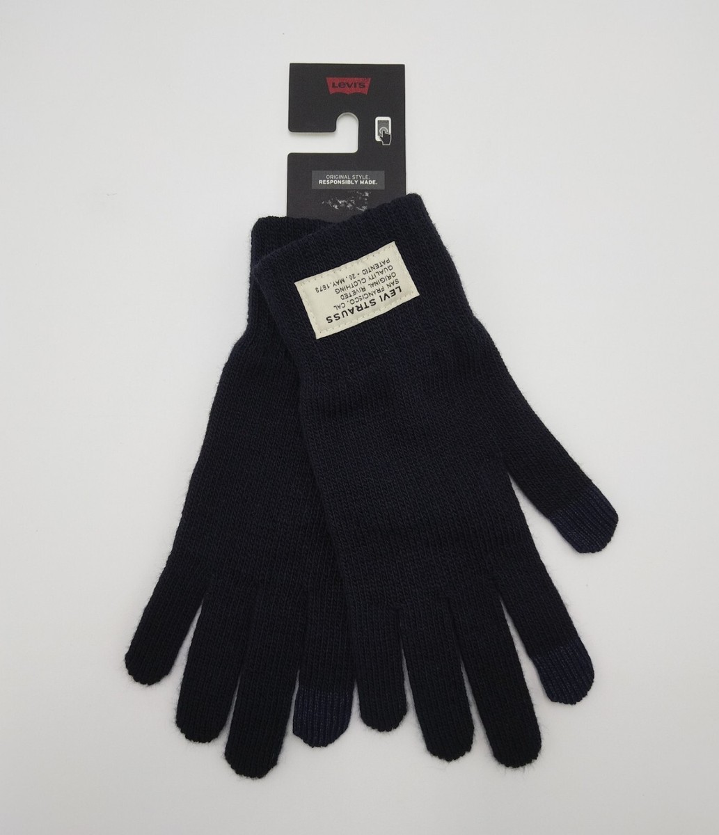 Levi's Core Gloves Small S Navy Blue Unisex Touchscreen Ribbed