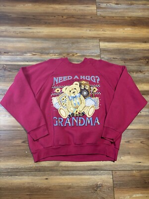 Vintage 90s Grandma Teddy Bear “Need A Hug, Call 1-800