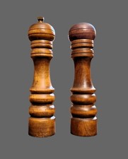 Vintage Japan Solid Wood Salt Shaker  Pepper Mill Grinder Excellent