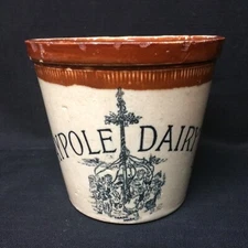 c 1920 RARE PICTORIAL 2 lb MAYPOLE DAIRY Co BUTTER CROCK Scotland Scottish