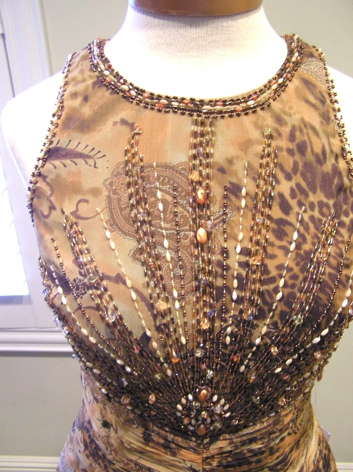 NUEVO CON ETIQUETAS SUE WONG SEDA GRADUACIÓN CONCURSO OCASIÓN FORMAL NOCHE CÓCTEL PAISLEY VESTIDO 8 Foto 4 de 4