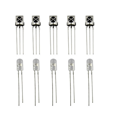 5 Sets Infrared Diode LED IR Emission and Receiver 38Khz VS1838B for Arduino