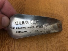 VINTAGE KIELMAN BROS METAL ADVERTISING SHOEHORN SHOE HORN TAMAQUA PA