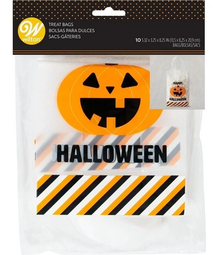 Halloween Treat Bags Patterned Cello Cellophane Gift Trick Sweet Twist Ties Tote