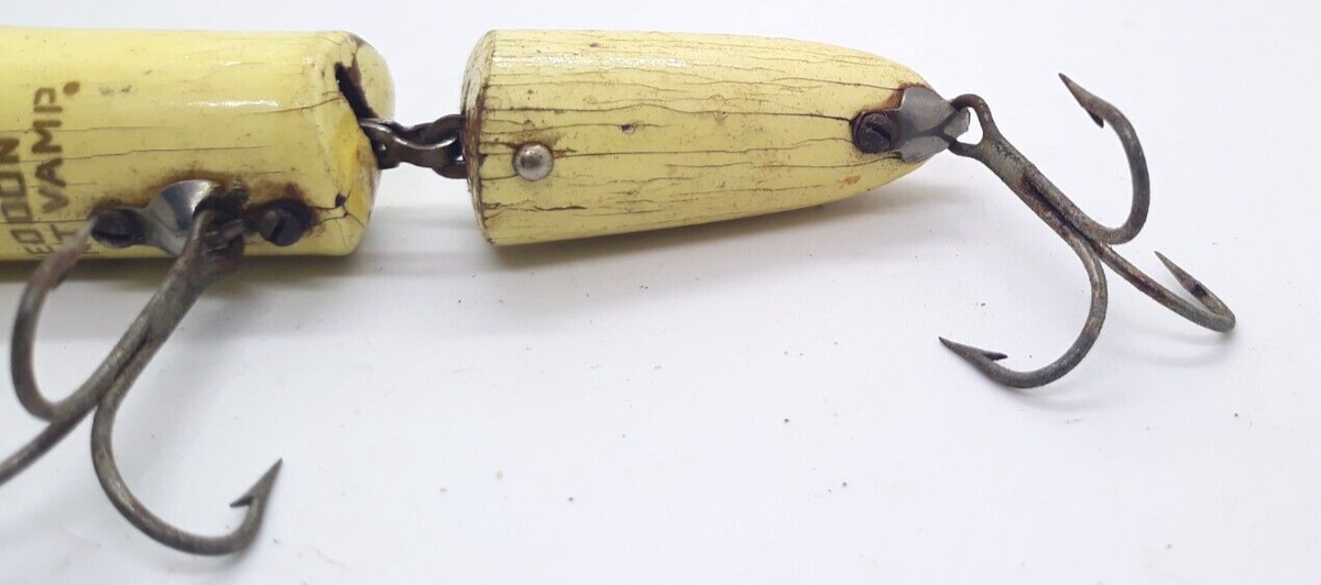 ルアー・フライ Heddon Jointed Vamp Wood Heddon Vintage Fishing Lure Red White Joint Vamp - Wood