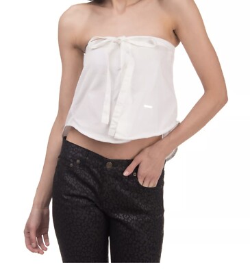 $200 DSQUARED2 Womens NWT Sz XS S M L One Size White Strapless Cotton Blouse Top