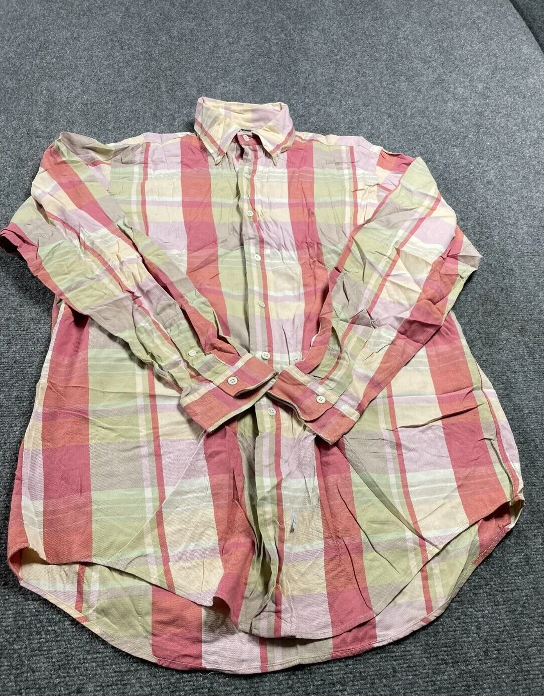 Ralph Lauren Men's Polo Shirt Multicolor Plaid 100% Cotton Size M