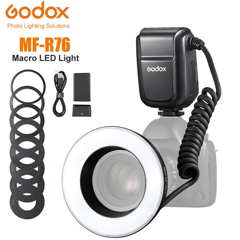 Godox MF-R76 RING76 Macro LED Ring Light Macro Speedlite Flash Light for  Canon Nikon Camera DSLR 6D 7D 60D 70D 700D 650D