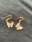 Handmade Butterfly Gold Tone Diamond Rhinestone Drop Pierced Earrings — photo 4