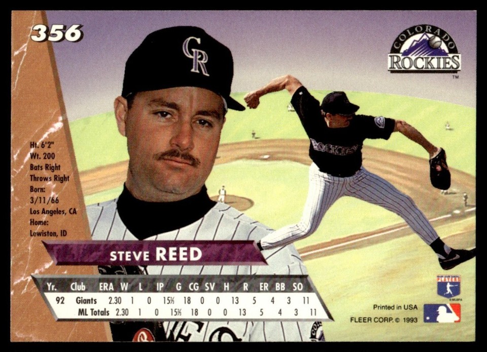 1993 Ultra #356 Steve Reed Rookie Colorado Rockies | eBay