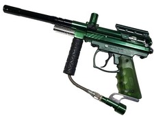 Used Spyder Green Victor 2 Paintball Gun with Barrel Vertical Grip Neck WORKS
