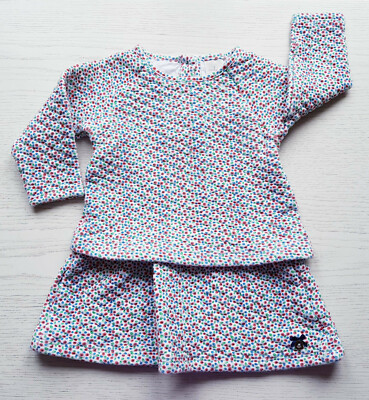 JASPER CONRAN (UK) süßes BABY Mädchen KLEID Gr 86 wattiert gesteppt LANGarm weiß