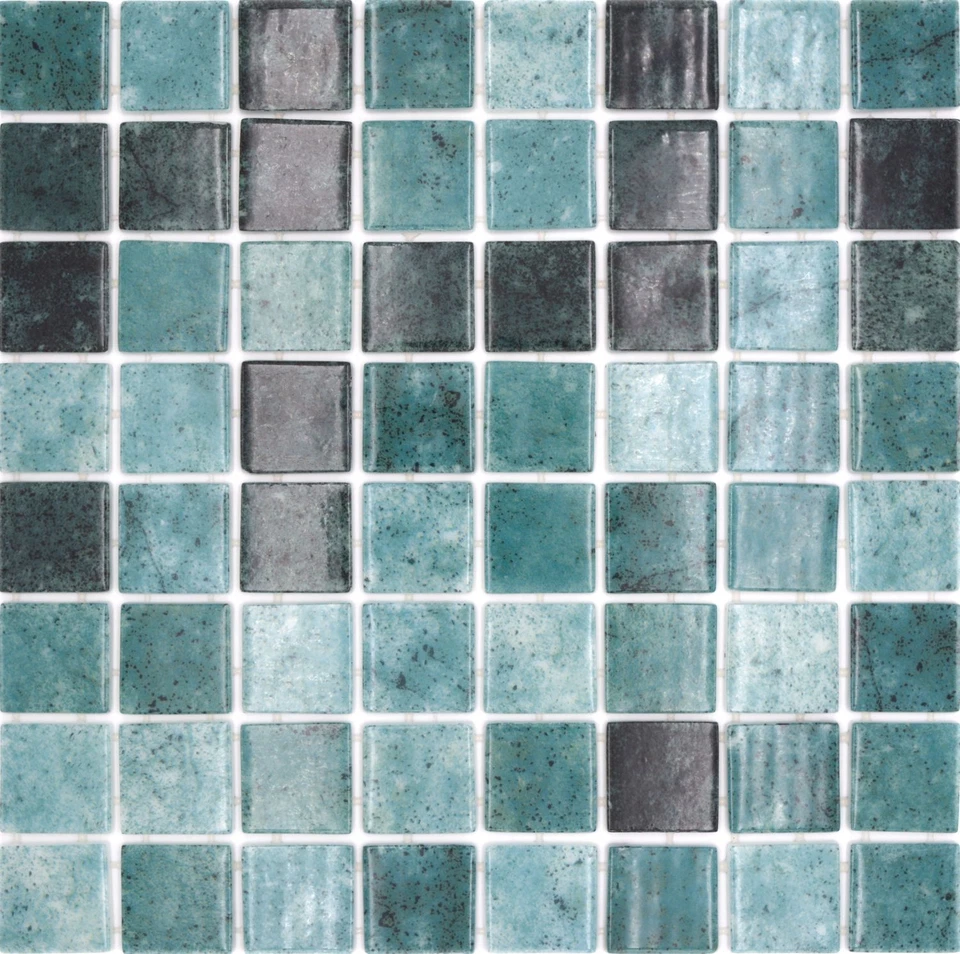 Schwimmbadmosaik Poolmosaik Pâte de Verre Vert Foncé Irisé Mur 220-p56388_B - Photo 1/4