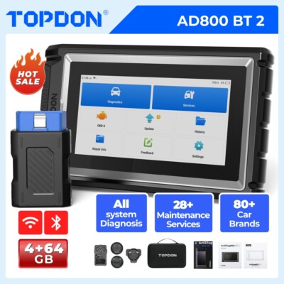 2024 TOPDON AD800BT 2 PRO + Car Diagnostic Tool PRO Auto Scanner ALL System