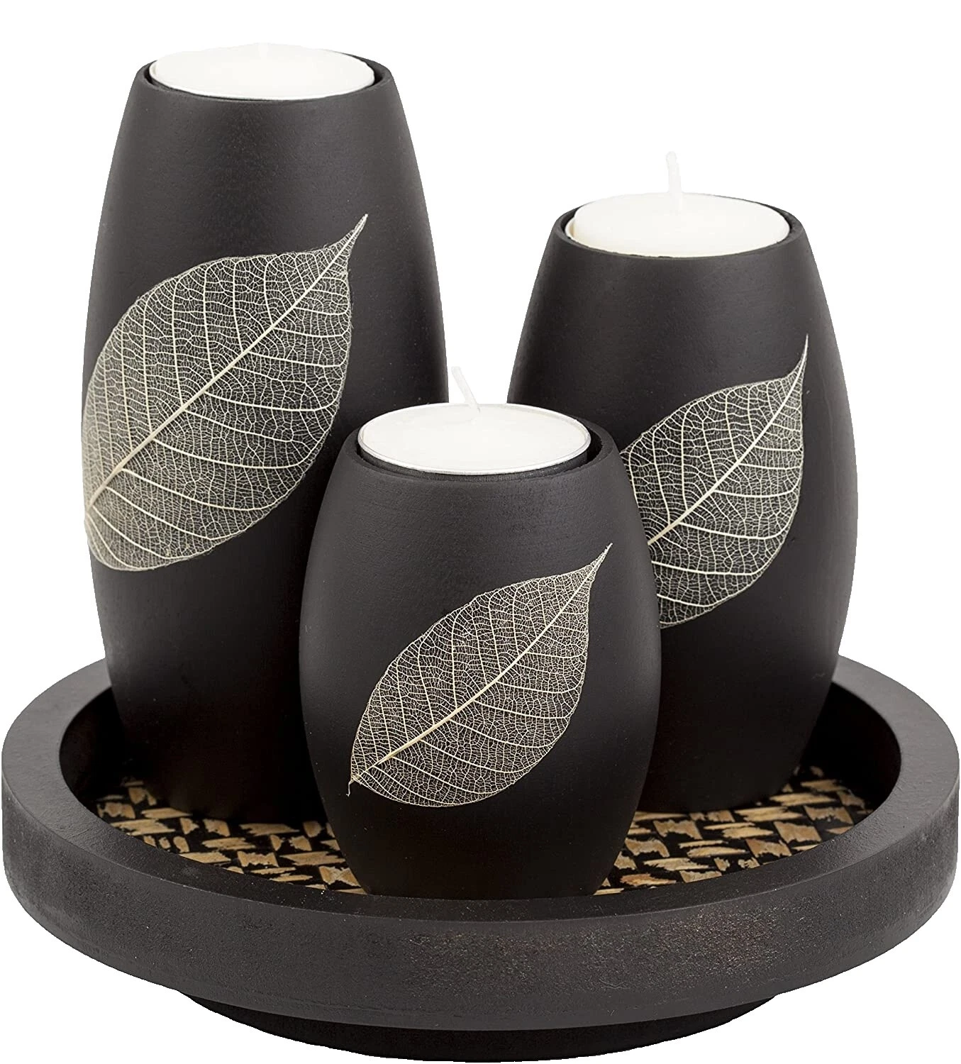 Black Wooden Candle Holders & Accessories