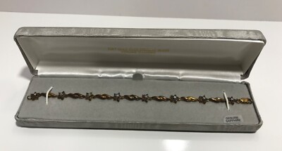 Ross Simons 18K Gold over Sterling Silver Sapphire Diamond Tennis Bracelet