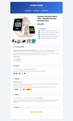 eBay Listing Template Responsive Mobile Design HTML Professional Design