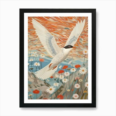 Gemeine Seeschwalbe 3 detailliertes Vogelgemälde gerahmtes Wandbild Poster Leinwanddruck Bild