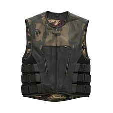 Tactical SWAT Style Camo Biker Vest   Handmade Leather Motorcycle Club Vest