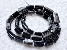 Black tourmaline rough beads. 16/7 mm 16 inches strand