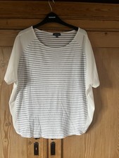 Warehouse Women's Navy Cream Stripe Top With Side Sheer Detail Size 16