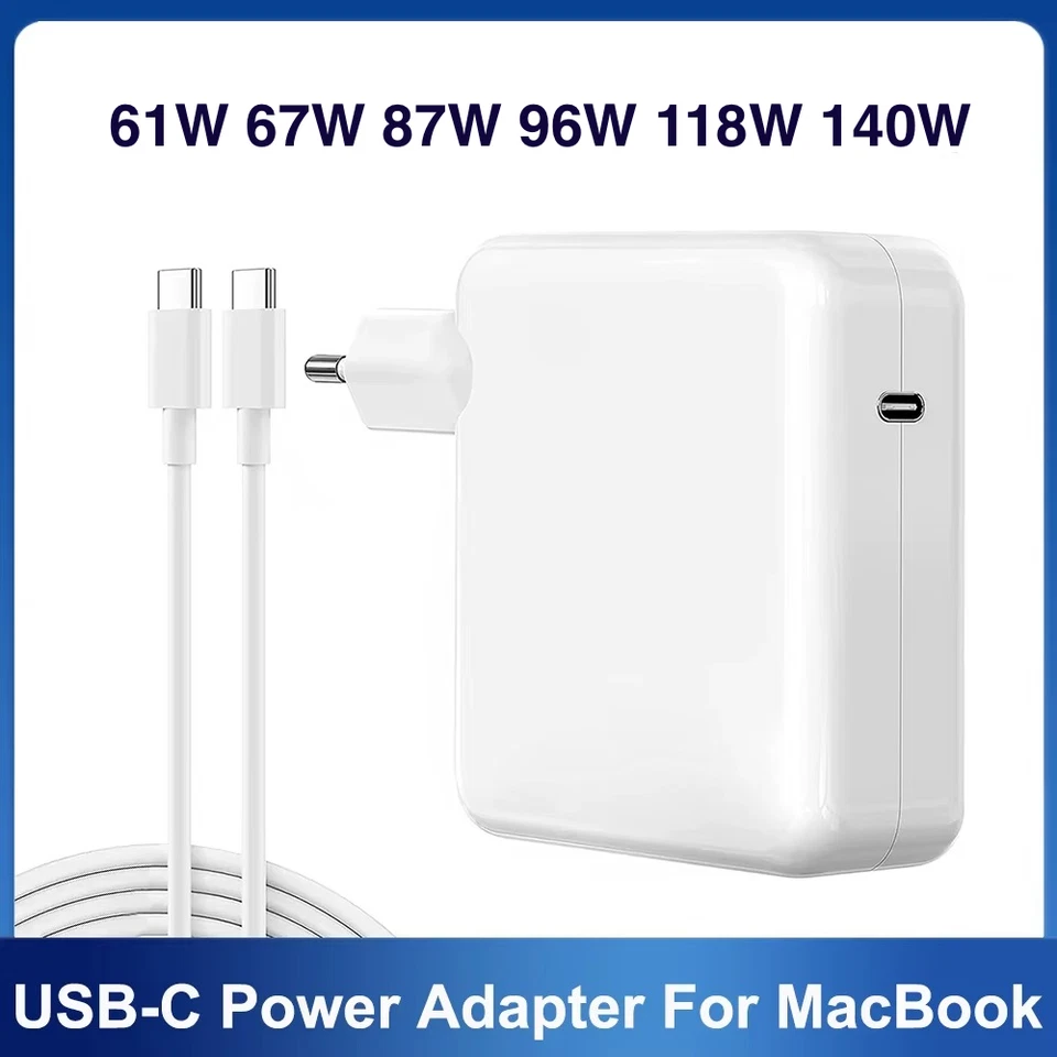 Chargeur USB-C Compatible MacBook Pro 13/14/15/16 — 61W / 67W / 87W / 96W / 140W