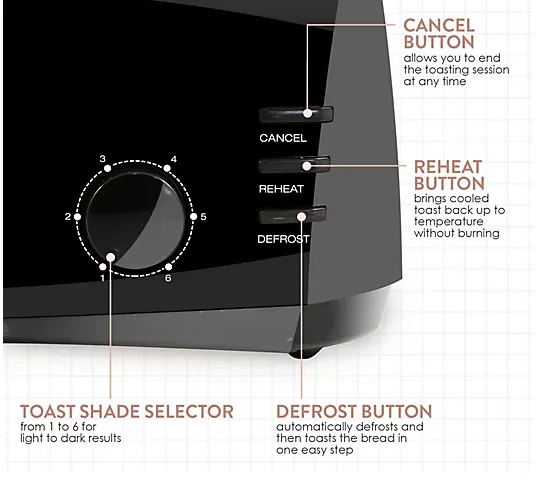 Tostadora Elite Gourmet 4 Rebanadas Ranura Larga Cool Touch Color Negro Foto 2 de 4
